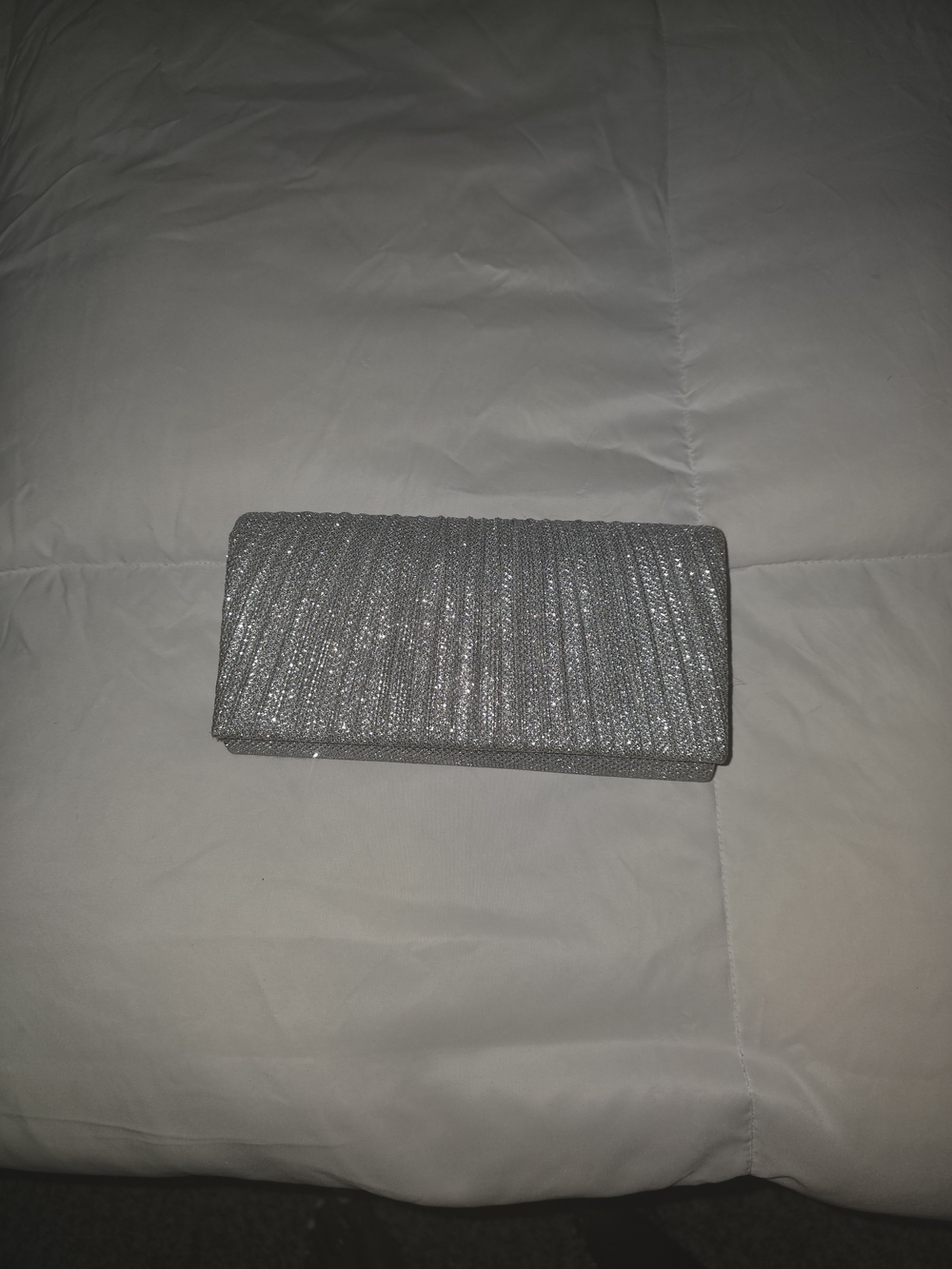 Silver Glitter Evening Clutch Purse